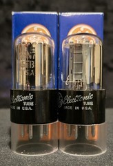 GE 6SN7 GTB 1962 WHITE LABEL CHROME SIDED HALO TALL BLACK BASE MATCHING SET