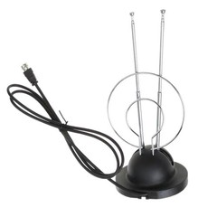 Telescopic FM Antenna Stereo Radio Receiver Indoor Rabbit Ears with 75 Ohm Wire