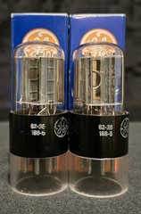 GE 6SN7 GTB 1962 WHITE LABEL CHROME SIDED HALO TALL BLACK BASE MATCHING SET