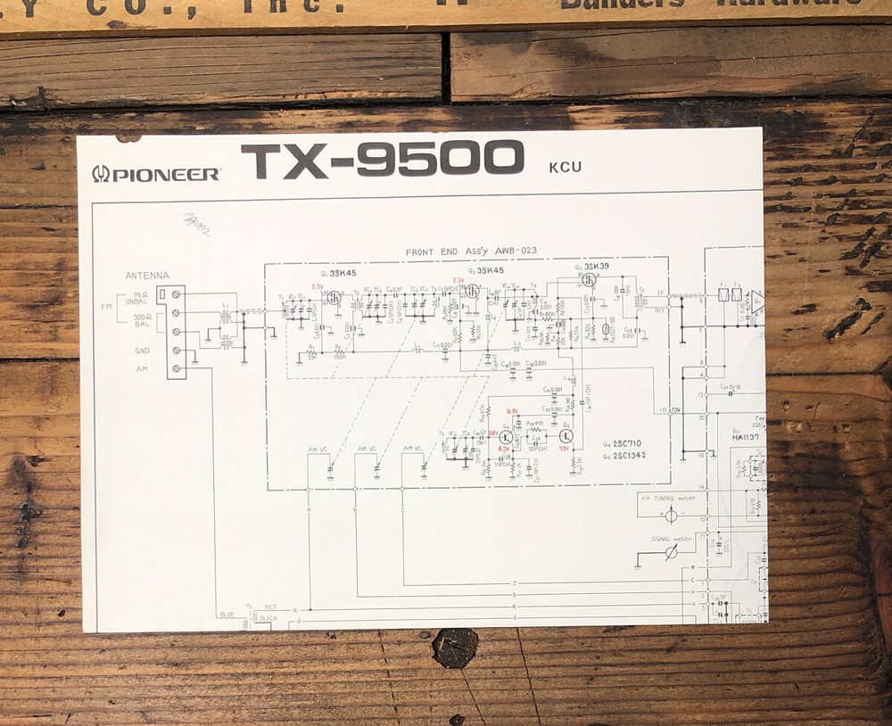 Pioneer TX-9500 Tuner Fold Out Schematic *Original*