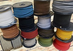 8′ Flat 2-Wire Cloth Covered Cord & Plug, Vintage Light Lamp Rewire Kit, Rayon