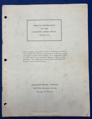 Original Hammond Organ Service Manual / S-6