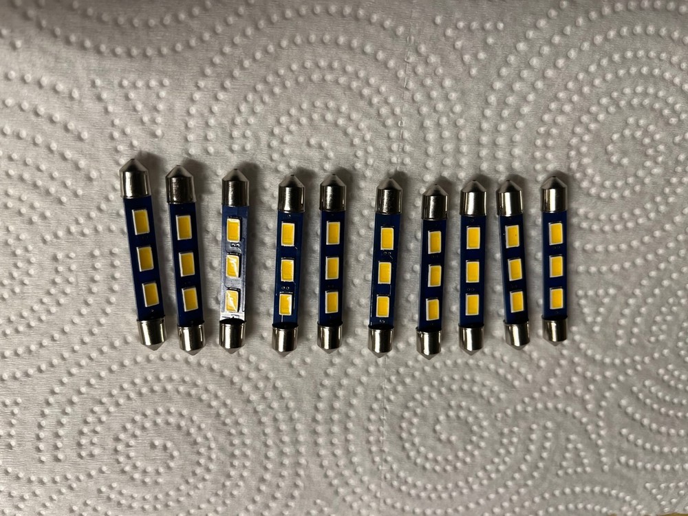 (10)WARM WHITE 43MM-6.3V-LED FESTOON LAMP/ MR73-MR77-MR78 – McIntosh DIAL LIGHTS