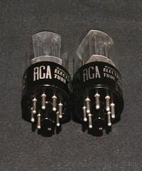 RCA 6SN7 GTB TUBE 1962 TOUGH DOGS 2 HOLE BLACK LADDER PLATES MATCHING SET