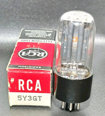 1 RCA 5Y3GT Rectifier Vacuum Tube Black Plate Tested NOS On Calibrated TV 7