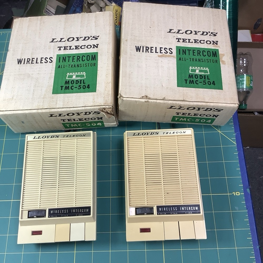 2 Vintage Lloyds Telecom TMC-504 Wireless Intercom. Both Power On! With Boxes
