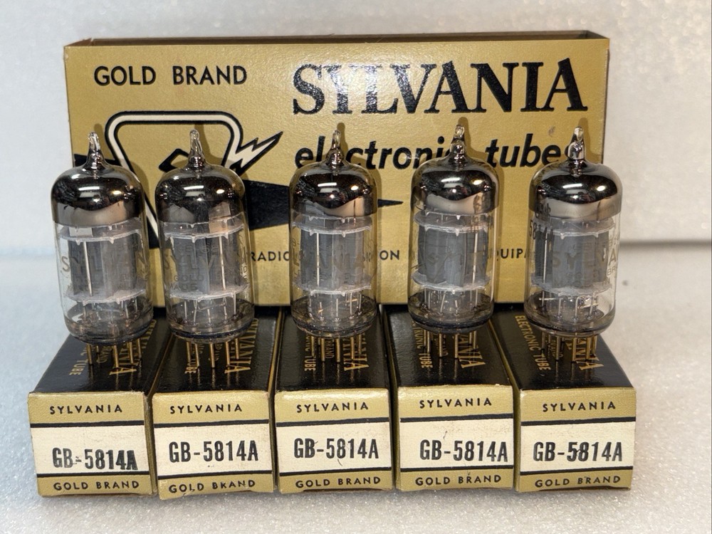 Sylvania Gold Brand GB-5814A 5814 Gold Pin Vacuum Tubes Lot Of 5 Amplitrex Strg