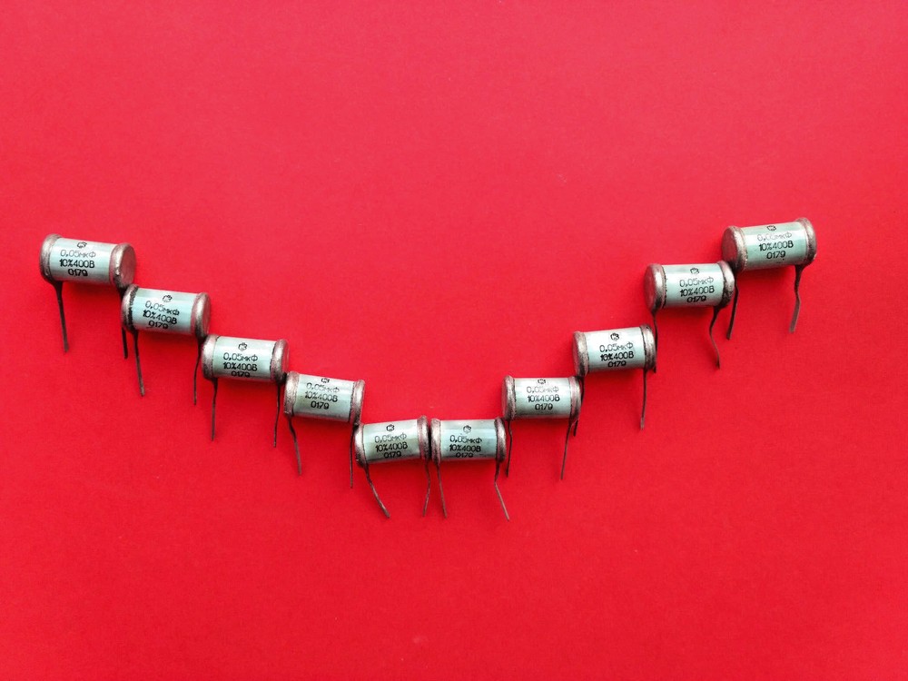 0.05 uF 400V 10% Silver Mica capacitor paper in oil vintage ussr RARE NOS 10pcs