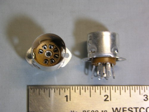 10 Vintage Suvai Italy 7 Pin Tube Sockets with Heat Shield Base
