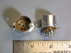 10 Vintage Suvai Italy 7 Pin Tube Sockets with Heat Shield Base