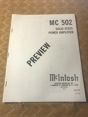 ORIGINAL MCINTOSH MC502 POWER AMPLIFIER – PRODUCT PREVIEW D1060