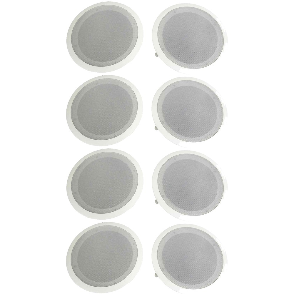 Pyle PDIC Series 8″ 250W Round Flush Mount Wall and Ceiling Speakers, (8 Pack)