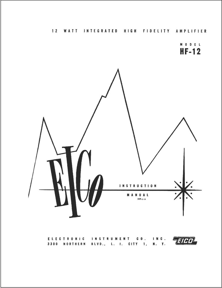 Amplifier Instruction Manual Fits Eico HF-12 Watt Integrated