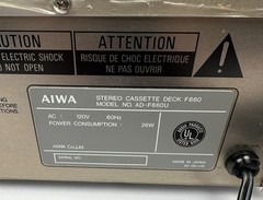 Vintage Aiwa AD-F660 3-Head Stereo Cassette Deck Recorder Player PARTS/REPAIR
