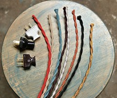 8′ Twisted Cloth Covered Wire & Plug, Vintage Light Rewire Kit, Lamp Cord, rayon