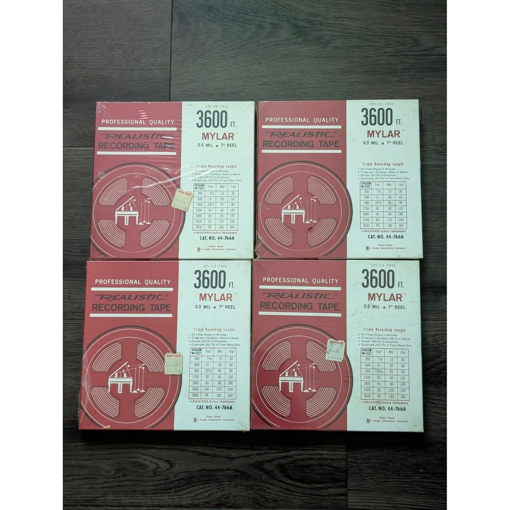 Realistic 3600 Ft Mylar Recording Tape Lot of 4 7 Inch Reel 44-766A