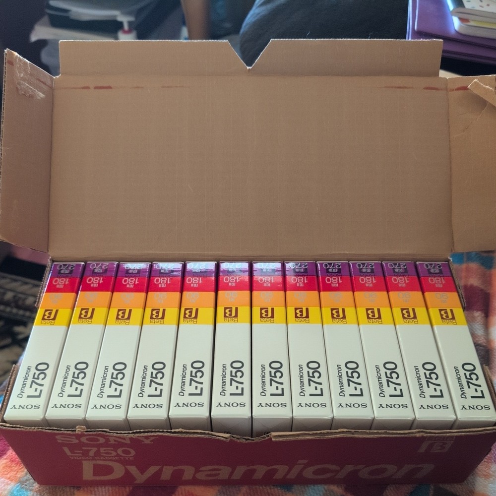 12)Sony L-750 Beta Dynamicron Video Cassette Tape Factory Sealed New 270 minutes