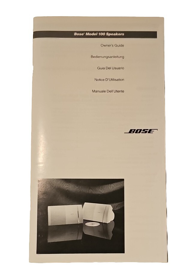 Bose Model 100 Speakers Owner’s Guide 1994 40 Pages