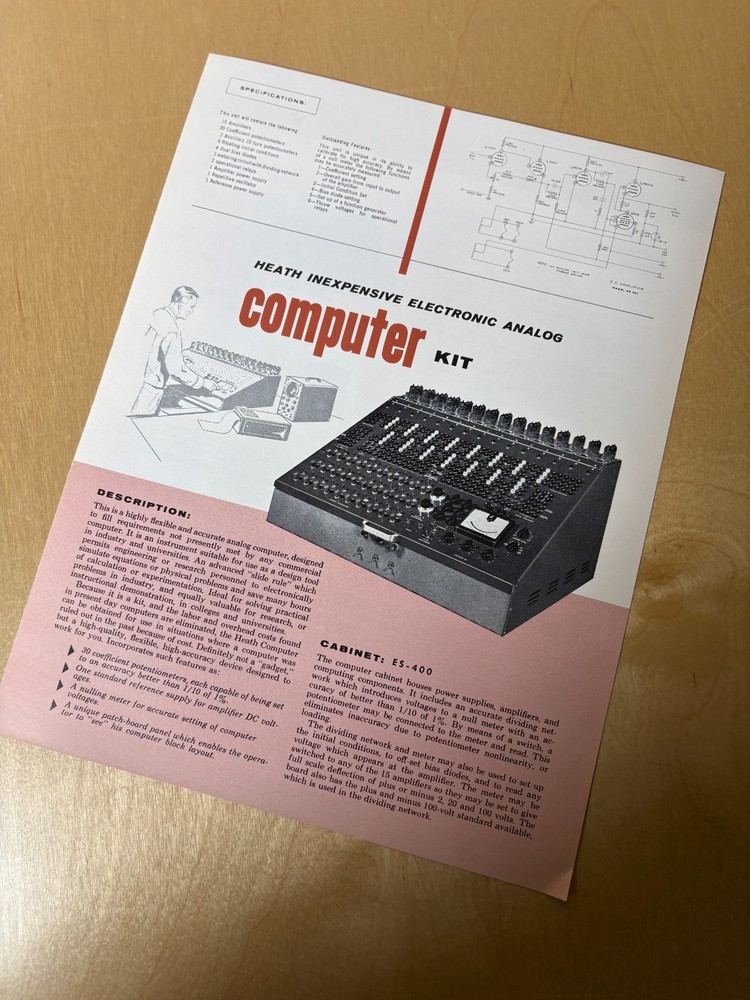 Heath Electronic Analog Computer Kit Brochure Price List Vintage