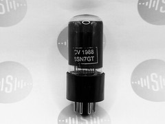Brimar CV1988 = 6SN7GT Black Glass Lower Declined Getter – British BVA ’59 – NOS