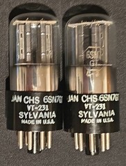 SYLVANIA 6SN7 GT VT-231 TUBE JAN CHS 1940s TOUGH DOG WHITE LABEL MATCHED SET