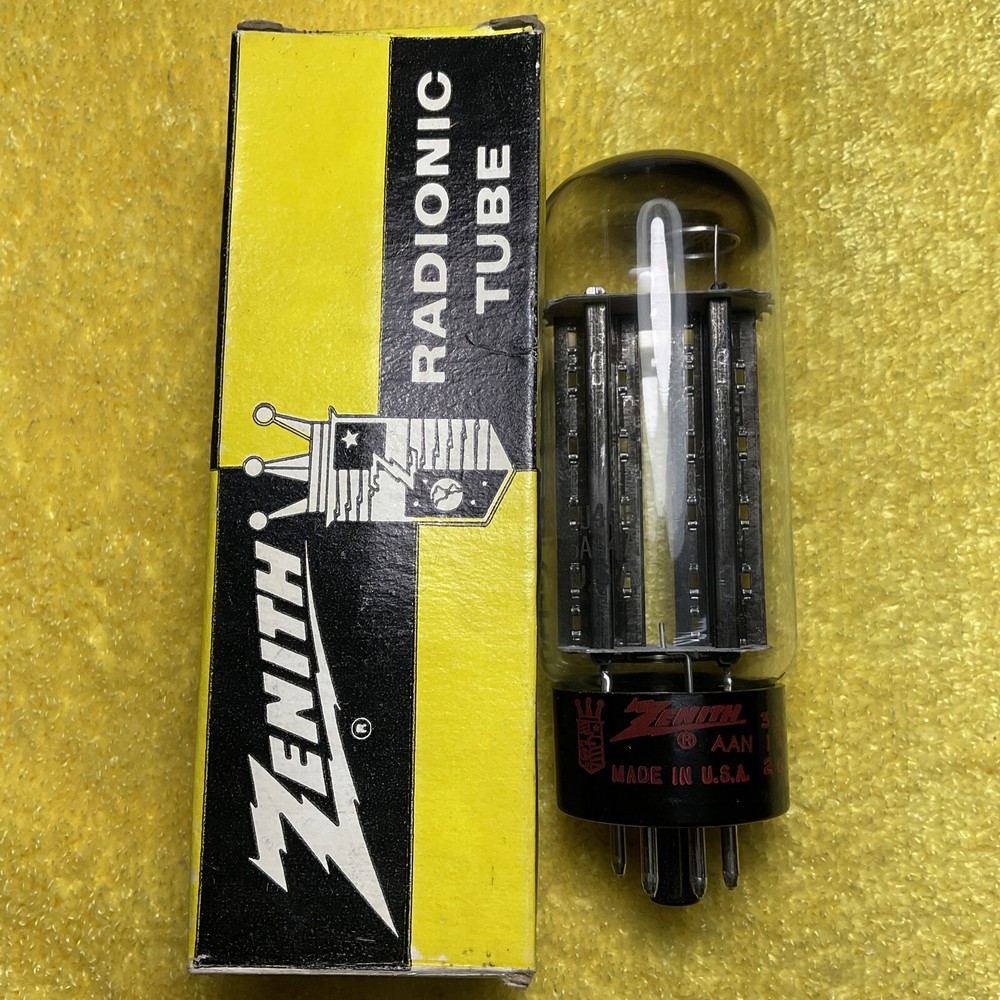 NOS SYLVANIA 5U4GB (5AS4A) ZENITH LABEL RECTIFIER VACUUM TUBE TESTED A761.C