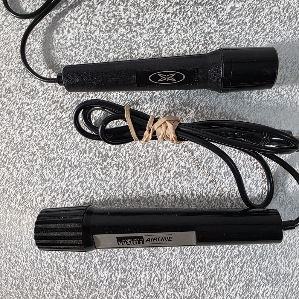 2 Vintage Tape Recorder Microphones Montgomery Ward Airline Japan Lofi 3.5mm