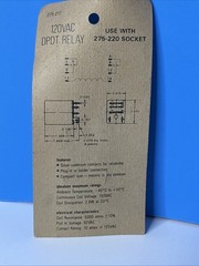 Vtg ARCHER 120VAC DPDT Plug-In Relay #275-217 Radio Shack Tandy NEW NOS FS