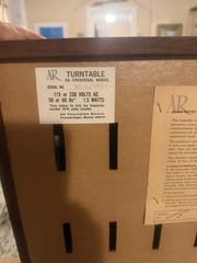 VINTAGE AR XA Belt Drive Turntable