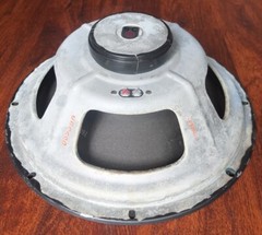 Stromberg-Carlson 12″ woofer c.1962—old cloth patch puncture repair—sounds great