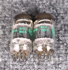 (2) MATCHED NOS/NIB GE 12AU7A 5814A Green Print Tubes ~ 1965 Military Stock!