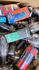 Big LOT of 50 Radio/Television Vacuum Tubes. Some New in Box, Unknown Others