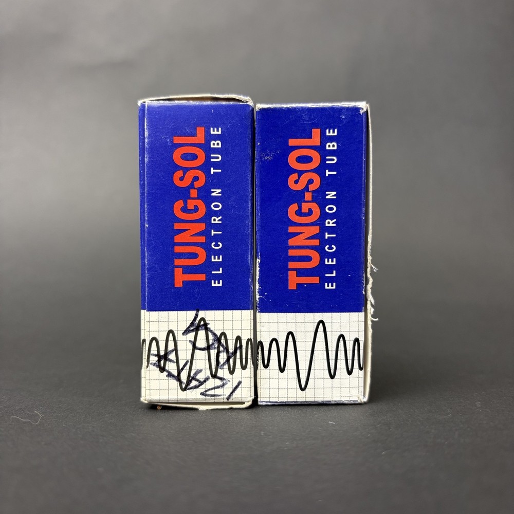 12AX7 ECC83 Tung Sol Tubes Ribbed Short Plate NOS Matched Pair. TV7 Test. E-1&2.