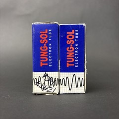 12AX7 ECC83 Tung Sol Tubes Ribbed Short Plate NOS Matched Pair. TV7 Test. E-1&2.