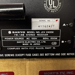SANYO JCX-2400K VINTAGE AM/FM STEREO RECEIVER – SERVICED – CLEANED – TESTED