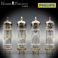 EL84 ( 6BQ5 ) AMPEREX PHILIPS O Getter KM4 Heerlen Matched Tubes Made in Holland