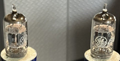 (1 PAIR) 12AU7A/ECC82 GE USA, TOP O, GREY. TESTED STRONG. EXCELLENT TUBES.