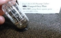 Tungsol Long Grey plate 12ax7 1950s Bent Square getter 105 each side