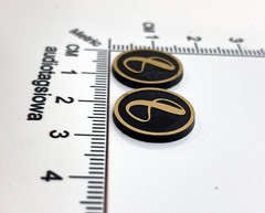 Infinity Infinitesimal Speaker Badge Logo Custom Made Incised Acrylic PAIR