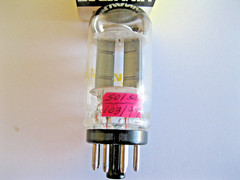 SYLVANIA 6SN7GTB AUDIO VACUUM TUBE BLACK T PLATE O GETTER, COIN BASE TV-7 TESTED
