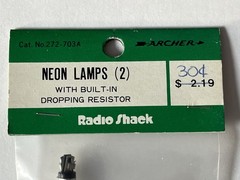 Vintage Radio Shack Neon Lamps (2) 272-703A Tandy Archer 🔥NEW NOS💥