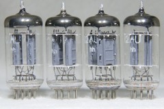 Matched Quad Telefunken ECC82/12AU7 Long Ribbed Plate Diamond Bottom 1956 Strong