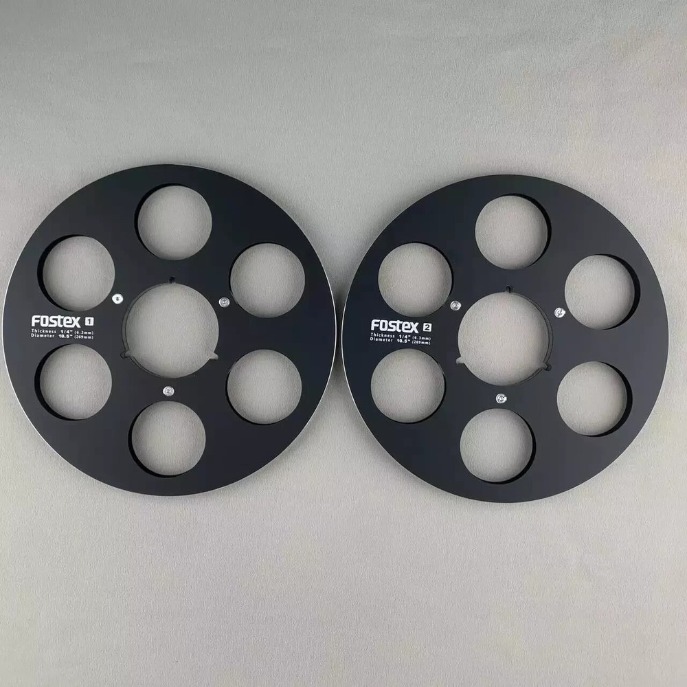 1 Pair Pro 10.5″ FOSTEX Black 1/4″ Aluminium Tape Reels For R2R Tape Recorders