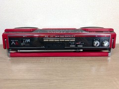 SHARP QT-25 Red Stereo Radio Cassette Recorder Showa Retro FM AM Fully Works