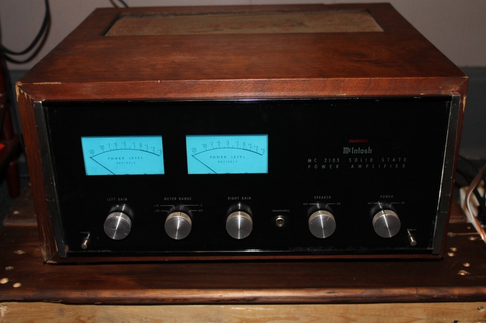 McIntosh MC 2105 Solid State Power Amplifier w/ L54 Wood Case – Full Recap