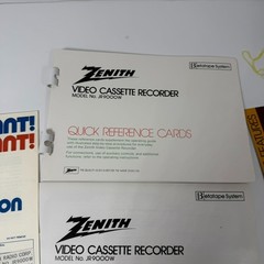 Zenith JR9000W Betatape Quick Guide Manual Registrtion Card Features RARE