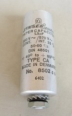Jensen No. 8502 1.5UF 380-570V Type CA Paper Capacitor Made in Denmark Tested