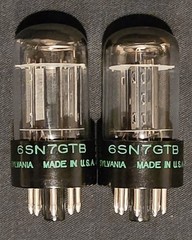 SYLVANIA 6SN7 GTB TUBE 1968 CHROME TOP HALO BLACK V PLATES MATCHED SET