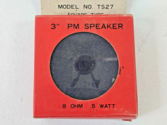 Vintage Philmore TS27 Square 3″ Replacement PM Speaker 8 Ohm .5 Watts