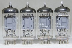 Matched Quad Telefunken ECC82/12AU7 Long Ribbed Plate Diamond Bottom 1956 Strong